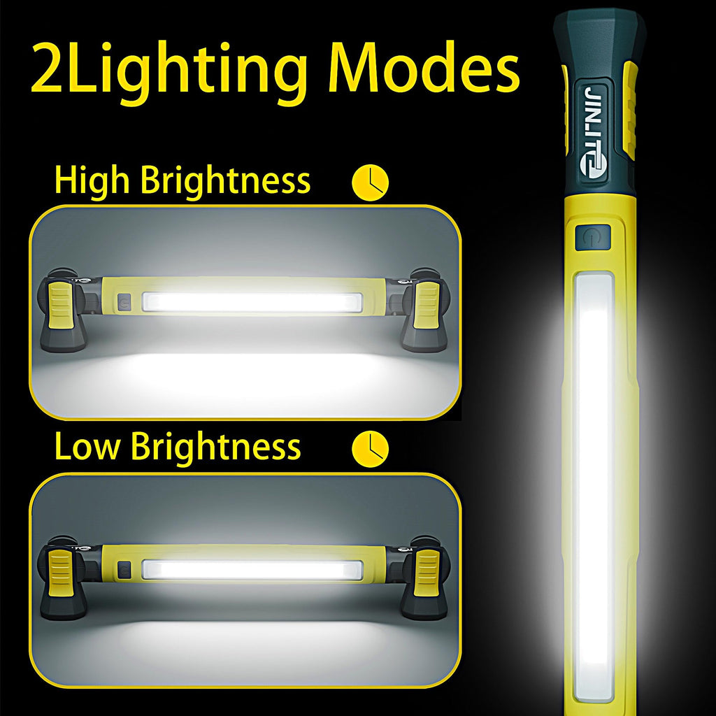 JINLITE Magnetic Work Light - 3000LM Rechargeable LED Work Light Bar, 5200mAh Under Hood Mechanic Light for Garage, Workshop, Vehicle Inspection (1 Pack, Yellow)