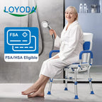 FSA/HSA Eligible Shower Chair for Inside Shower with Reinforced Crossing Bar, Heavy Duty Shower Seat 500lbs with Padded Arms and Back, Height Adjustable Shower Chair for Elderly and Disabled