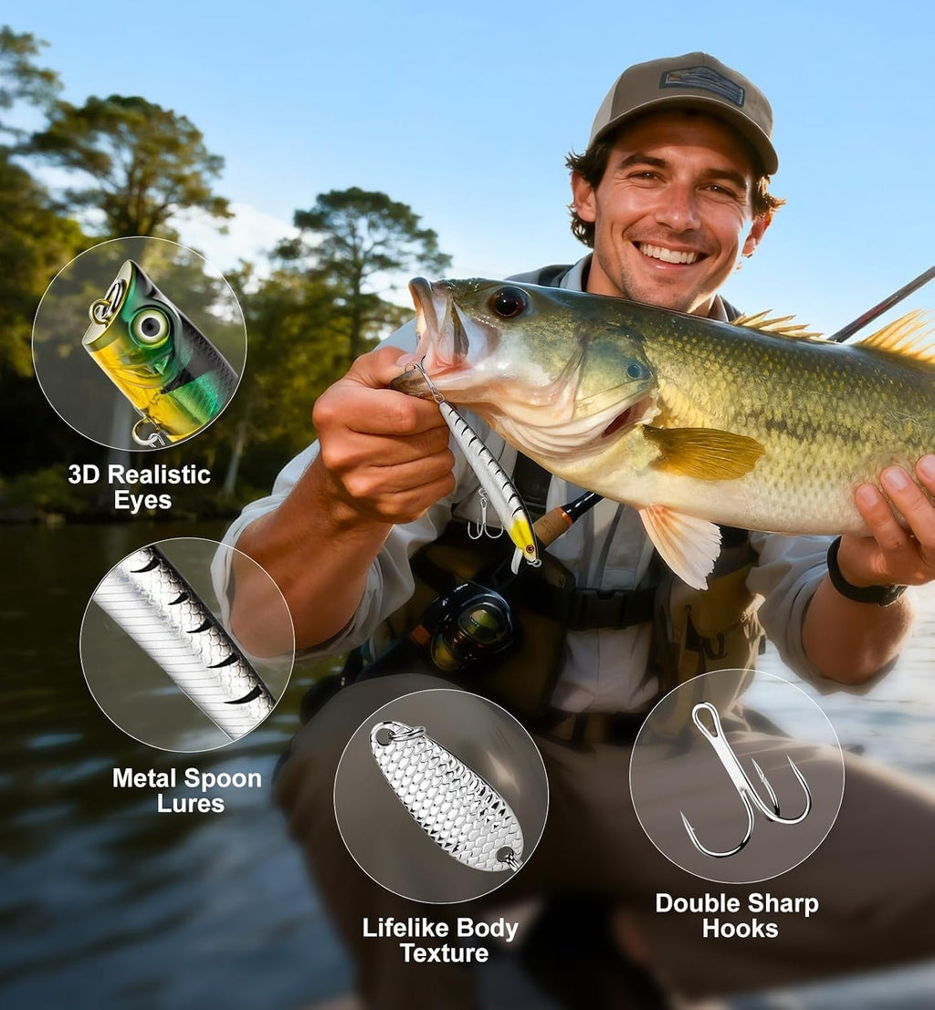 2026 Fishing Lure Advent Calendar 24 Days for Men Teens