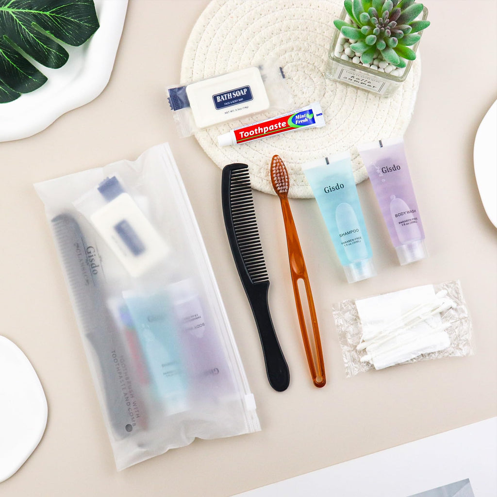 Gisdo 50-Pack Toiletry Kits - Personal Hygiene & Travel Kit for Men, Women & Charity - Disposable, Bulk Homeless Care Package Supplies