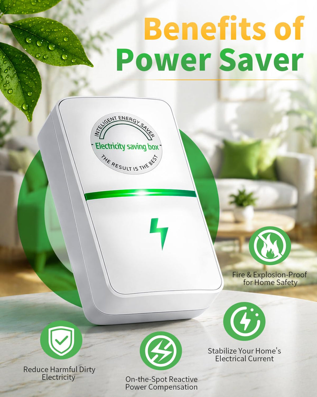 8PCS Power Plug Pro Energy Saver 2026 Updated New Stop Watt Energy Saving Device Intelligent Electricity Electric Saving Box Smart Plug in Power Box Power Factor Saver Household Power Plug-in