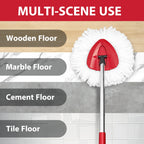 Nuorest Spin Mop Replacement Set for O-Ceda EasyWring 1-Tank System, Includes 2 Mop Head Replacement, 1 Mop Handle (30-58in Adjustable 4-Section Pole), 1 Spin Base