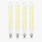 NOVELUX 11.8IN 1000LM 5000K Daylight White Light Bulbs E26 Base, T10 T9 Edison Bulbs Dimmable 8W, AC 120V 100 Watt Equal Filament Bulb, Vintage Clear Glass Long Tubular LED Bulb, UL Certified - 4Pack