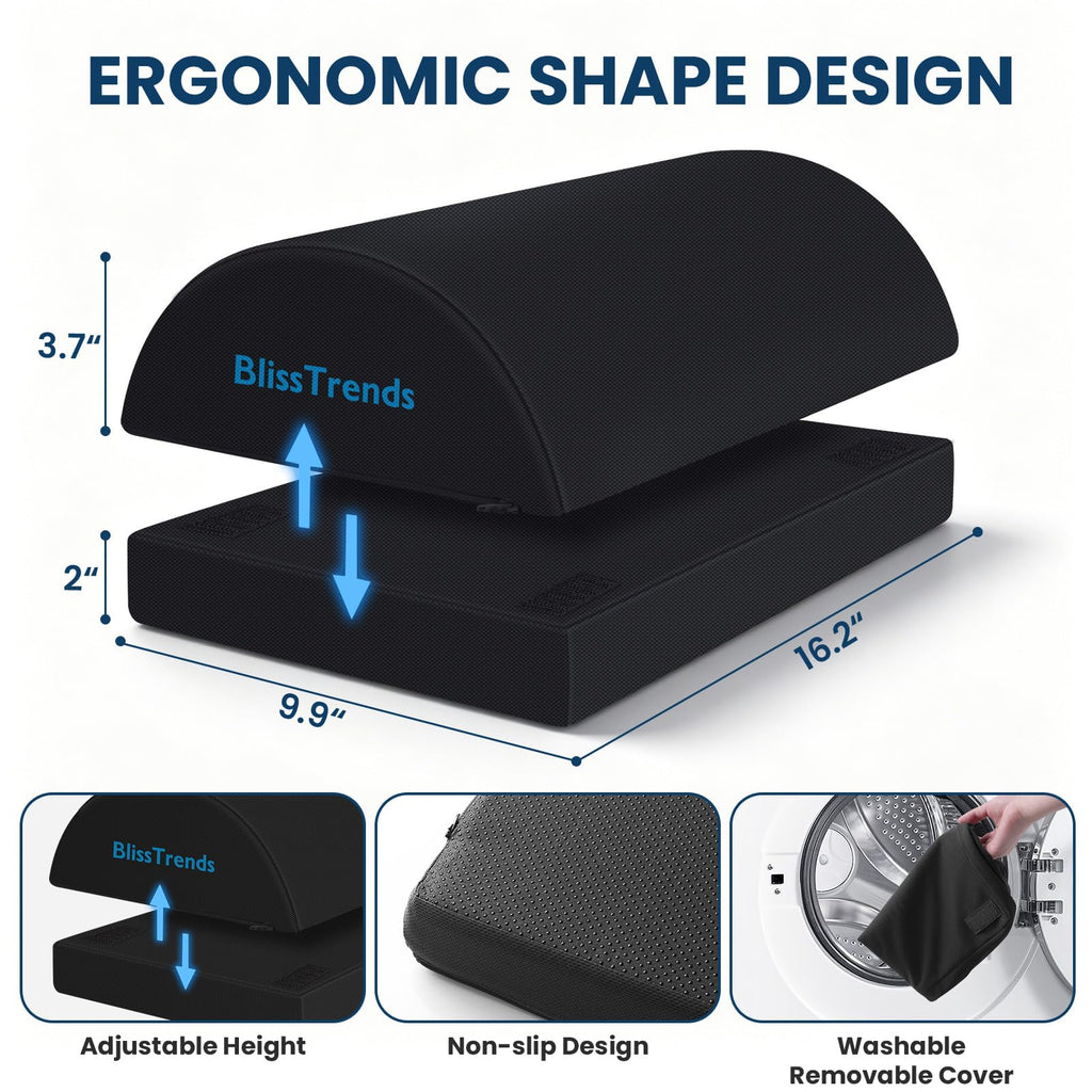 BlissTrends Foot Rest Under Desk, Foot Stool with 2 Adjustable Heights