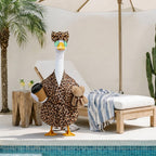 Lady Goose Outfits Brown Leopard Bathrobe Goose Costume for Outdoor Decor