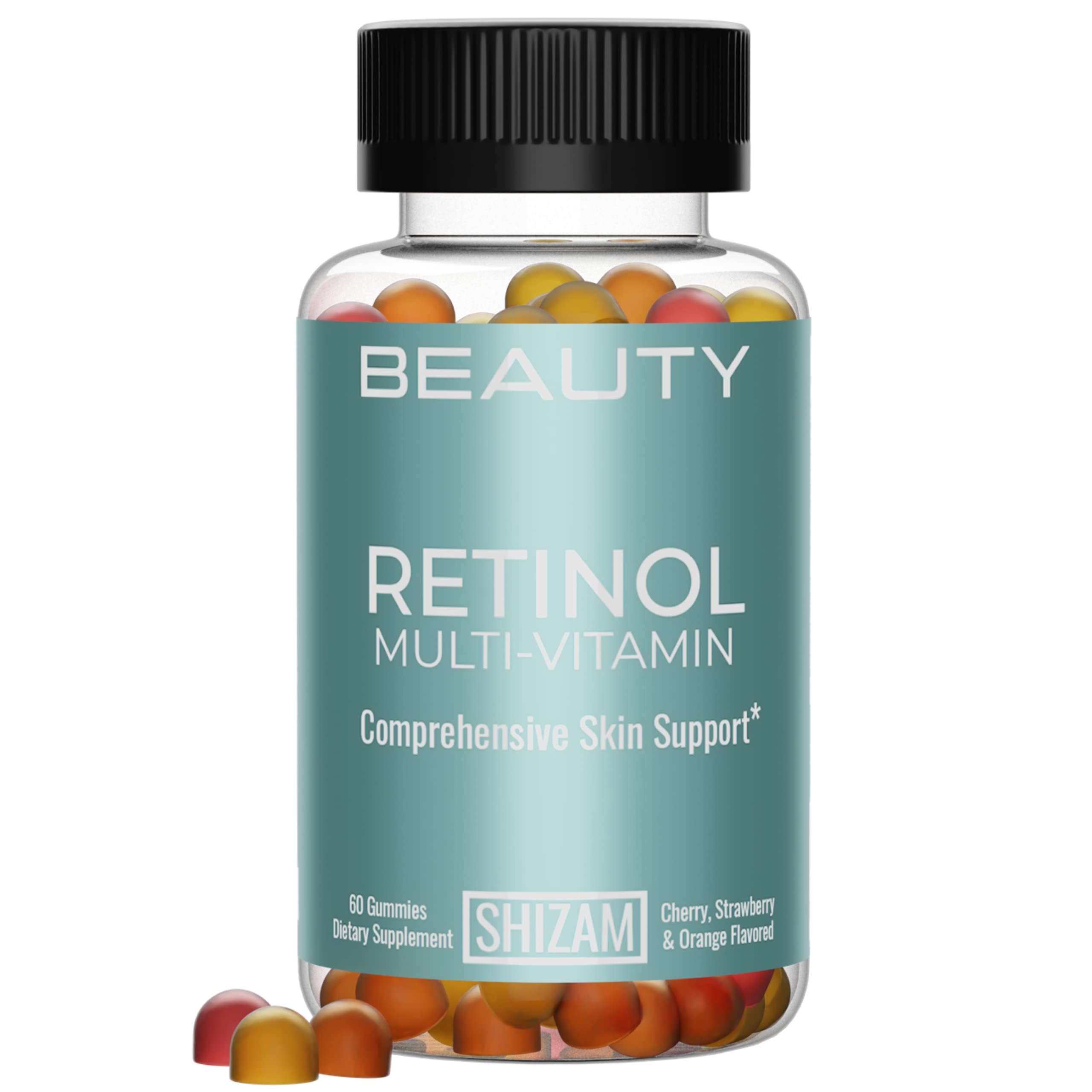 SHIZAM Retinol Vitamin A Gummies, Gummy Vitamins for Clear Complexion & Glowing Skin: Anti-Aging Multi-Vitamin for Women: Collagen Booster: Pill/Pills Capsule/Capsules Supplement/Supplements Alt