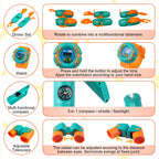 Qtioucp Kids Camping Set 50pcs with Tent & Space Projector Flashlight- Outdoor Campfire Toy Set for Toddlers Kids - Pretend Play Camp Gear Tools for Birthday Christmas