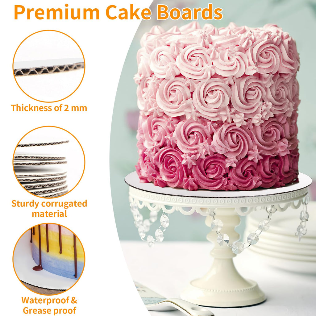 8 Pcs Cake Boards,10 inch Round Cardboard Cake Rounds Cake Base