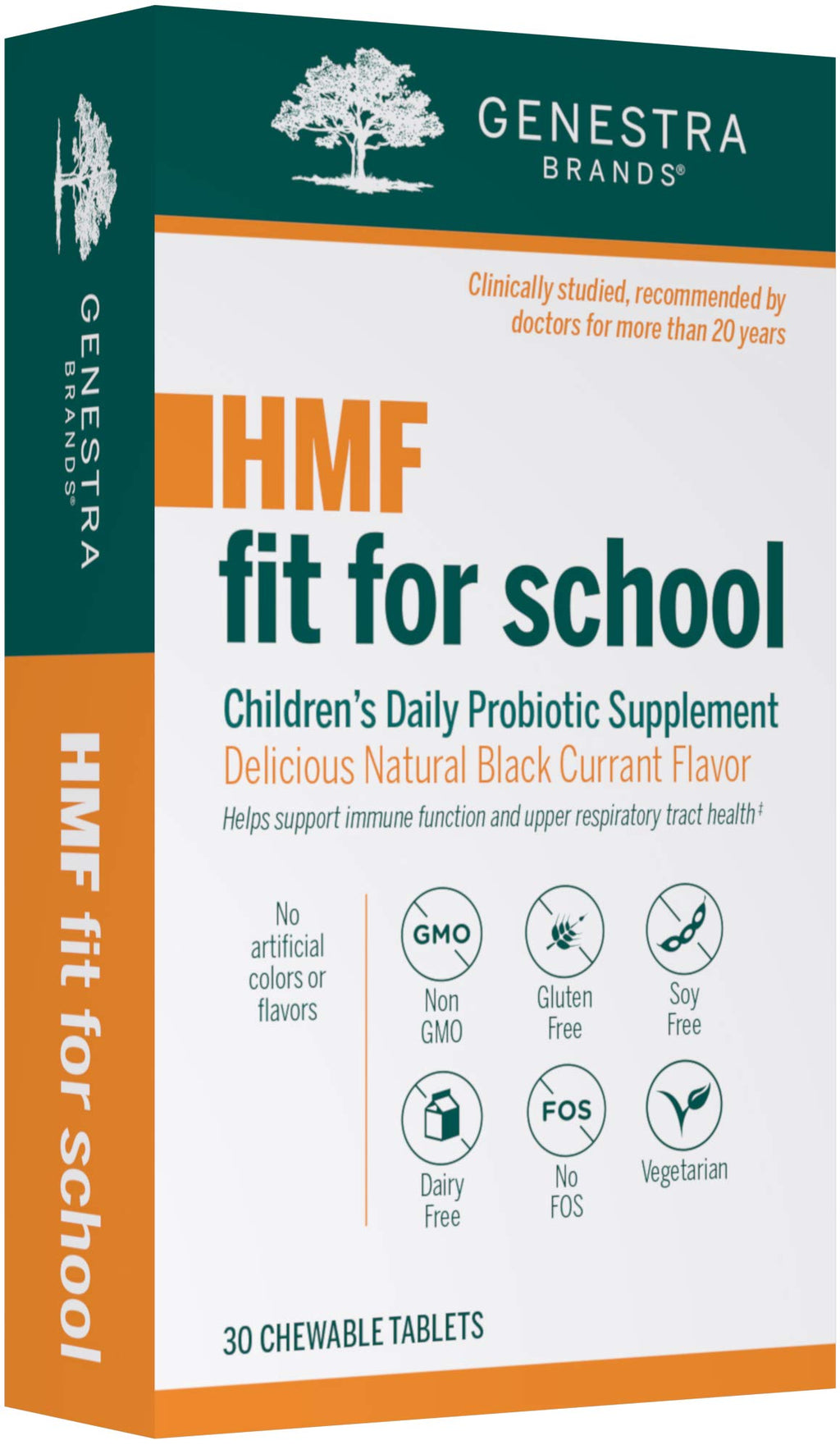 Genestra Brands HMF Fit for School | Children's Immune Support Formula | 30 Chewable Tablets | Natural Blackcurrant Flavor