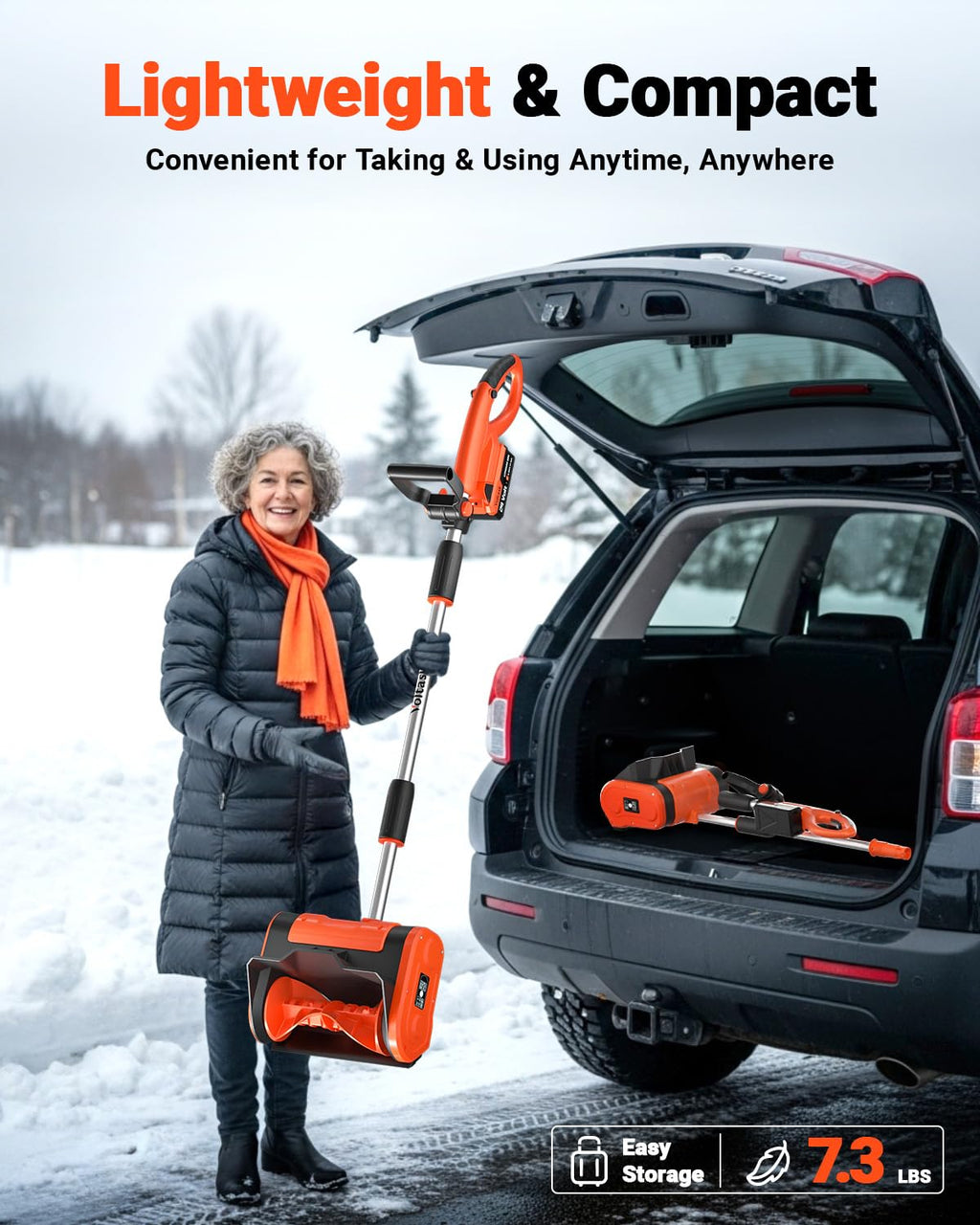 VOLTASK Cordless Snow Shovel - 24V | 11-Inch | 4-Ah Cordless Snow Blower, Battery Snow Blower with Adjustable Front Handle (4-Ah Battery & Quick Charger Included)