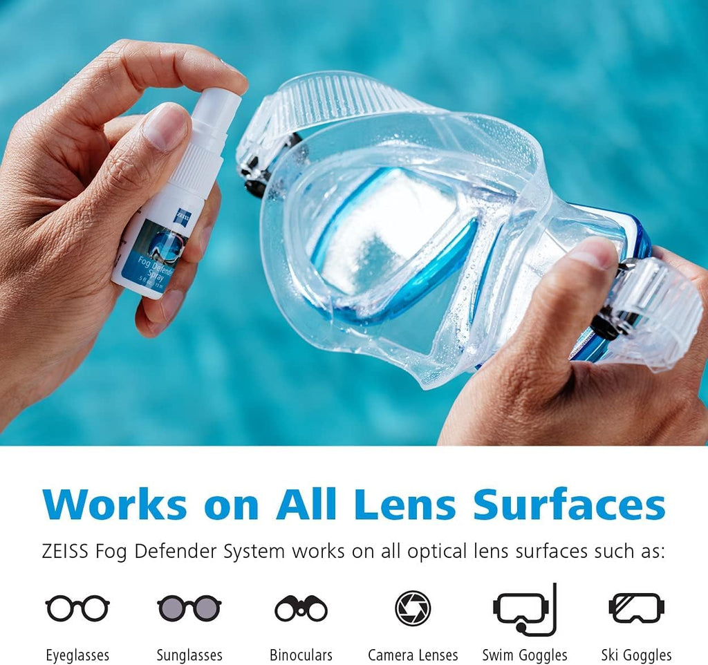 ZEISS Fog Defender System Anti-Fog Kit for Glasses 2 Pack – 2 Spray Bottles and 2 Microfiber Cloths