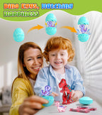 Asago Dinosaur Toys Magnetic Tiles Set - 2 Eggs, 2 Baby Dinos & 5 Large Dinosaurs for Kids 3-5, 105pcs Magnetic Building Blocks for Toddlers 1-3 4-8，Magnet Tiles Educational Toy for Boys Girls