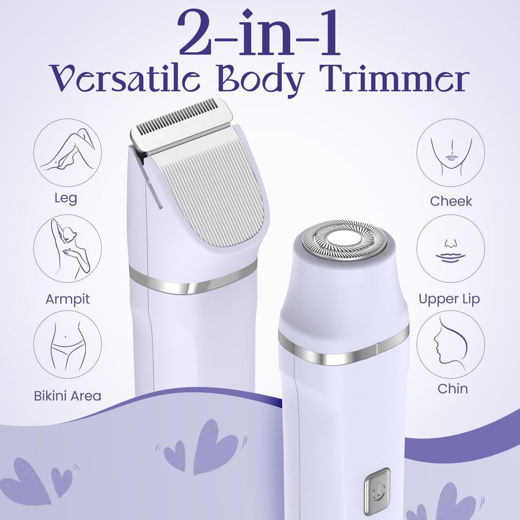 Electric Razors for Women - Wet/Dry Womens Electric Shaver for Bikini/Pubic Hair/Face/Legs/Intimate Area, epilators Hair Removal with Dock Charging, Christmas Gifts & Stocking Stuffers (Purple)