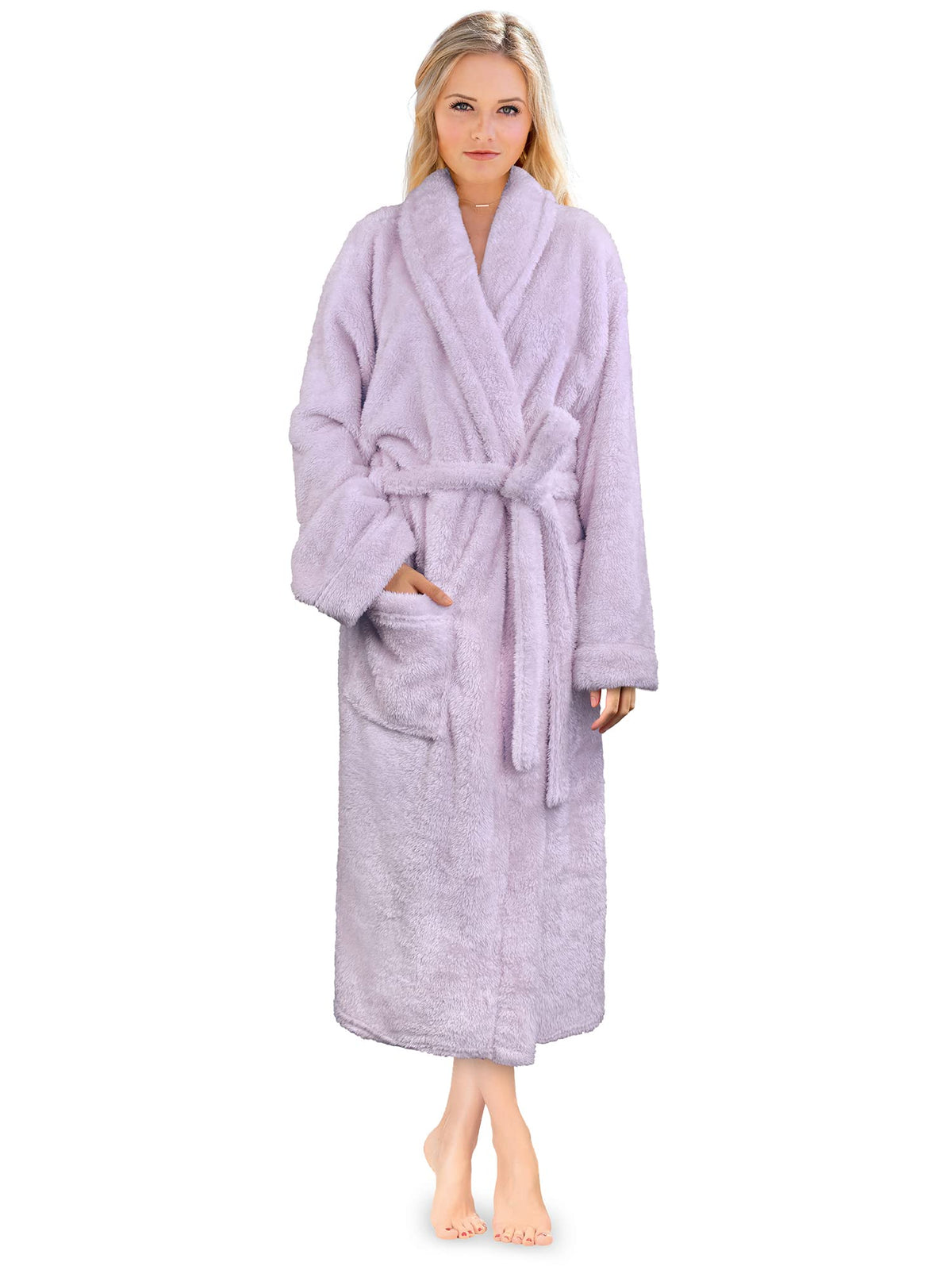 PAVILIA Premium Womens Plush Soft Robe, Sherpa Bathrobe, S/M Light Purple
