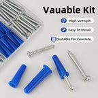 VGBUY 180PCS Conical Concrete Anchors and Screws Assortment Kit, 90PCS Concrete Wall Anchors, 90PCS Self Tapping Screws for Masonry Stucco Brick Cement Cinder Block Tile, with 2PCS Drill Bit
