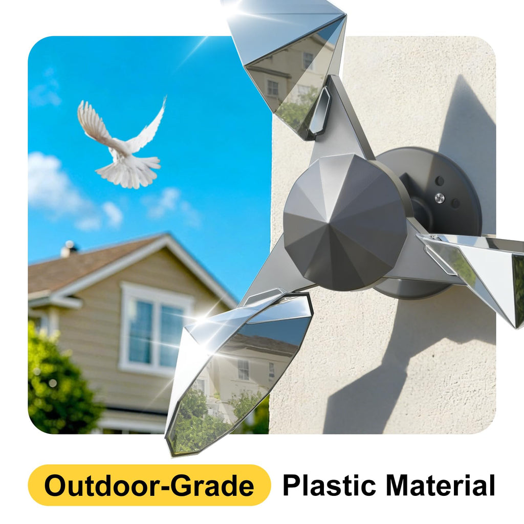 OFFO 3 PCS Bird Scare Reflective Device, Bird Reflector with Plastic Base for Outside, Keep Pigeon Woodpeckers and Sparrows Away for Outdoor Boats Roofs Gardens