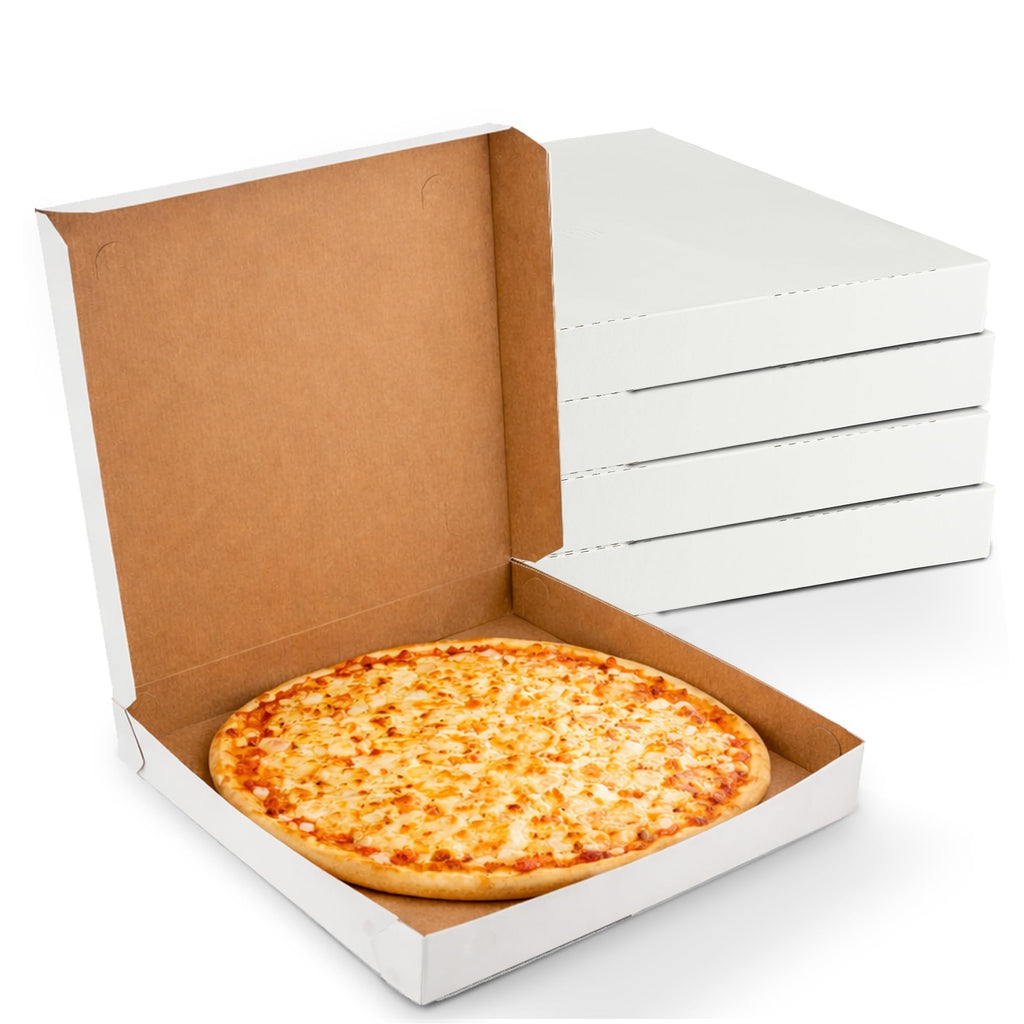 MT Products 16" x 16" x 1.9" Extra Thin White Paperboard Pizza Boxes (10 Pack) - Jumbo Lightweight Folding Bakery Box for XL Thin-Crust Pizza, Donuts, Apparel & Gifts - Made in USA