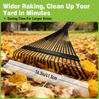 Altdorff Garden Leaf rake, 6FT Rake for Lawns Lightweight 22 Metal Tines 16.3 inch Wide, Adjustable Steel Handle, Rakes for Leaves, Gathering Shrub, Grass, Weeds, Debris,Yard