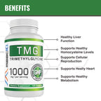 MAAC10 TMG 1000MG NSF Certified Supplement | Trimethylglycine or Betaine Anhydrous | Methylation, Homocysteine and Liver Support (120 Capsules)