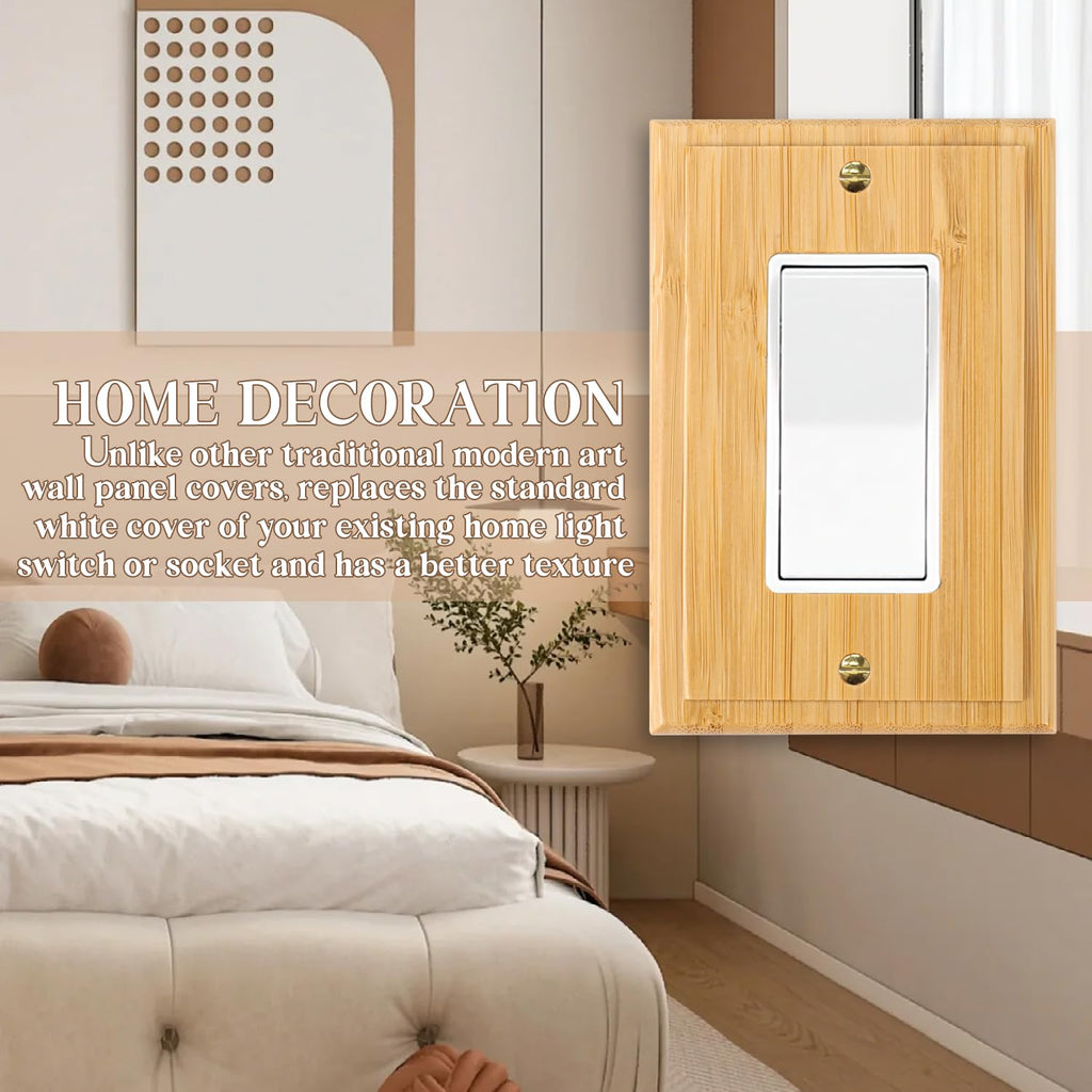 3PC Solid Wood Outlet Covers Light Switch Plate 4.8" X 3.14" Bamboo Switch Plates And Outlet Covers Light Switch Cover Quality Raw Wooden Wall Plate Decorative Single Rocker