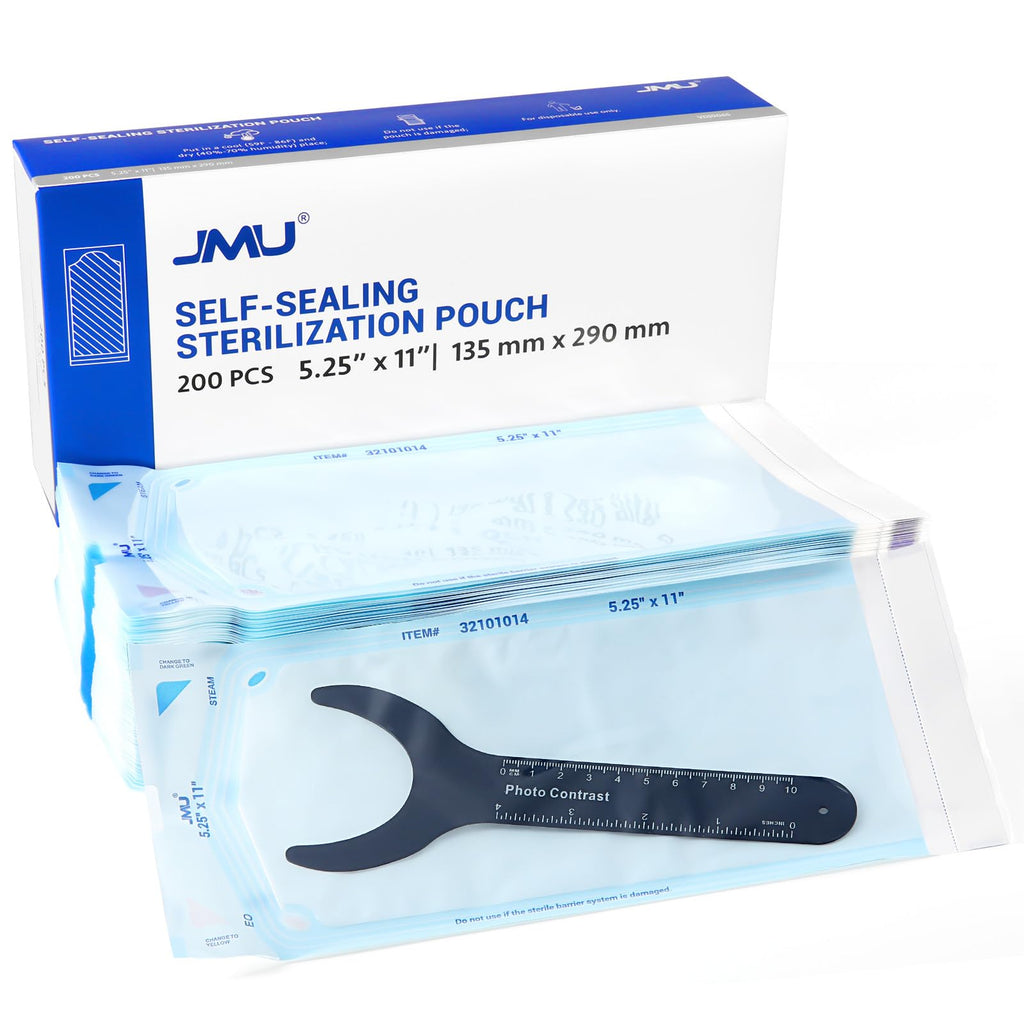 JMU 200 Self Sealing Sterilization Pouches, 5.25" x 11" Autoclave Bags