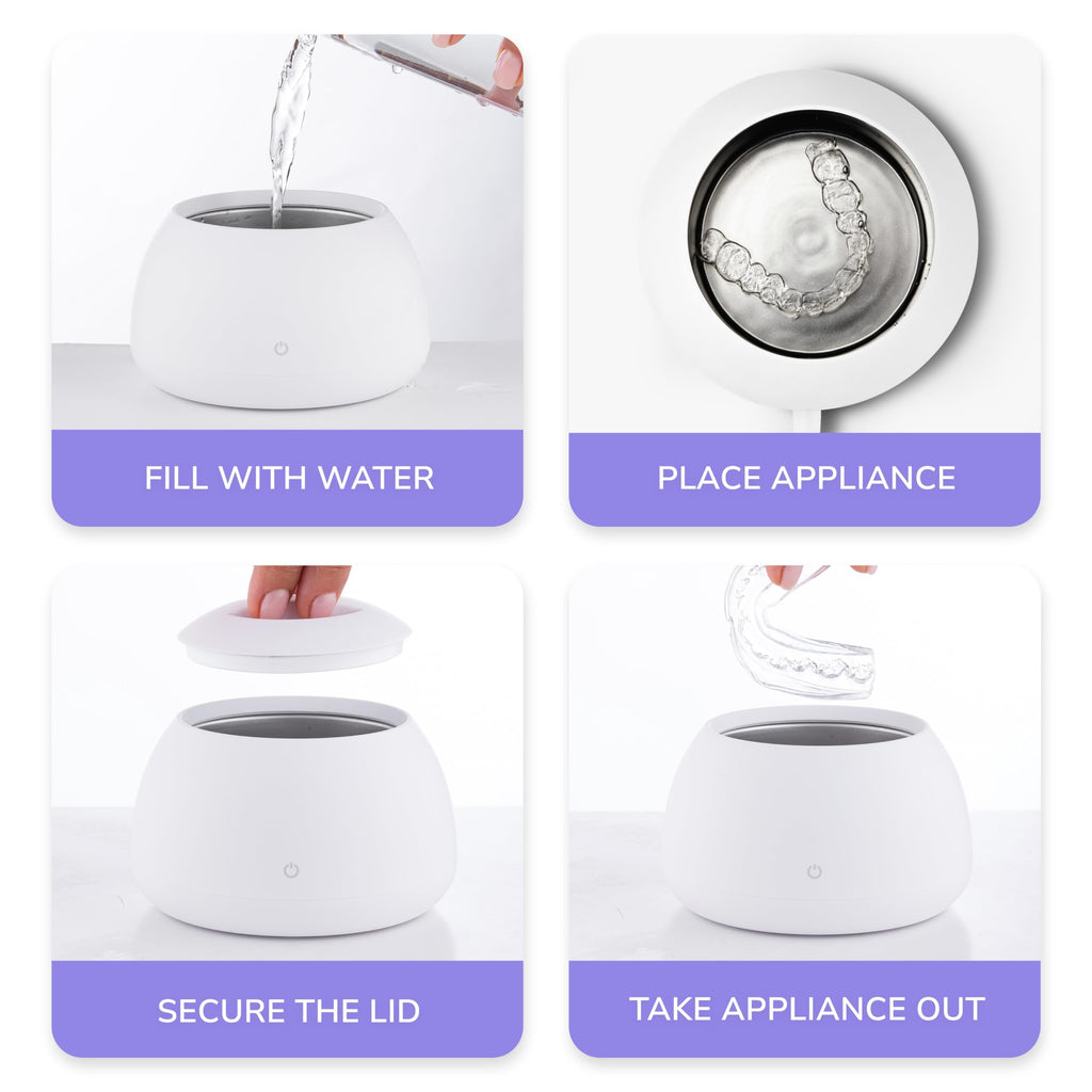 Zima Dental Pod | Arctic White | Ultrasonic Retainer Cleaner Machine | Aligner, Nightguard, Mouth Guard, Denture Cleaner | Oral Dental Care FSA HSA Approved
