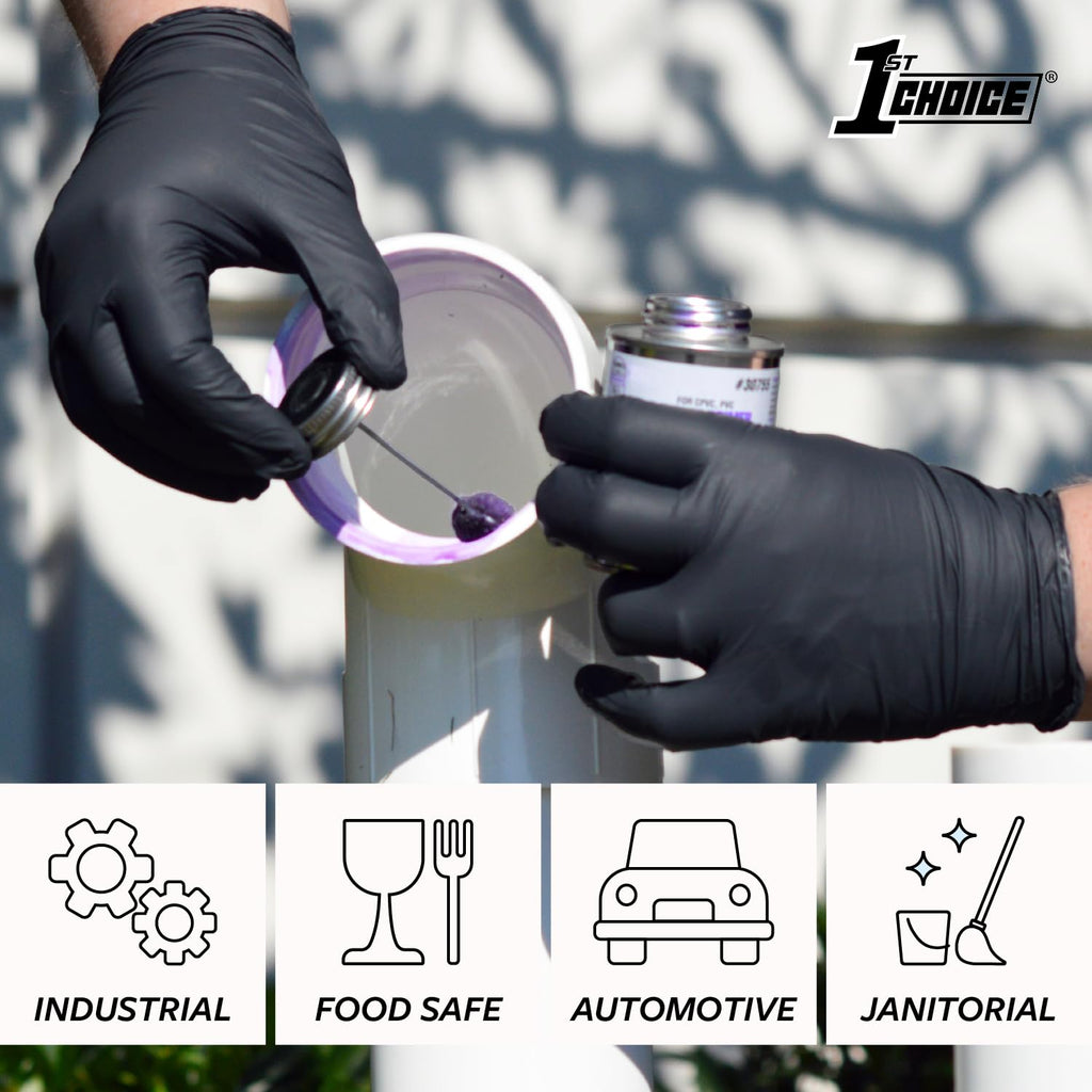 1st Choice Black Nitrile, XXL Disposable Gloves, 5 Mil for Cooking, Cleaning, Automotive, Industrial, Food Prep, Case of 1000