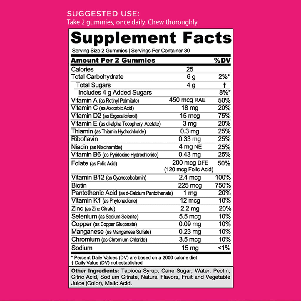 Goli Women's Multi Gummies - Complete Daily Multivitamin with All 13 Essential Vitamins, Biotin, Zinc - Supports Hair, Skin, Nails, Immune System - Vegan, Non-GMO - 60 Count (2 Pack)