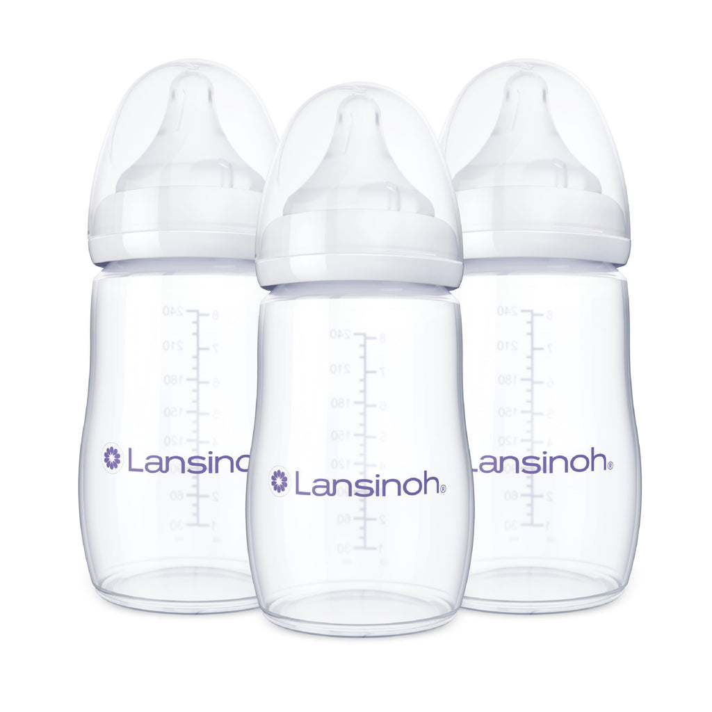 Lansinoh Anti-Colic Baby Bottles, 8 Ounce, 3 Count