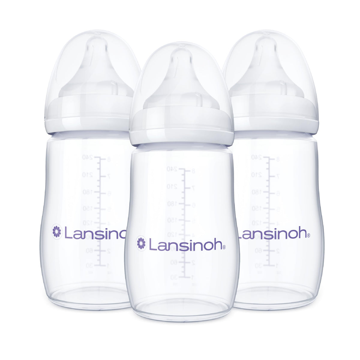 Lansinoh Anti-Colic Baby Bottles, 8 Ounce, 3 Count