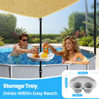 Vidoya Above Ground Pool Canopy Sunshade Set with Storage Tray - Pool Shade Sail Triangular 13'x13'x13' for 15-22 FT Pools, UV-Resistant Shade Cloth, Swimming Pool Awning Cover for Deck, Patio, Garden