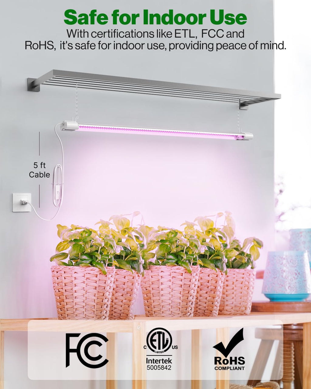 Sunco 4 Pack 3FT LED Grow Light, Full Spectrum, 30W