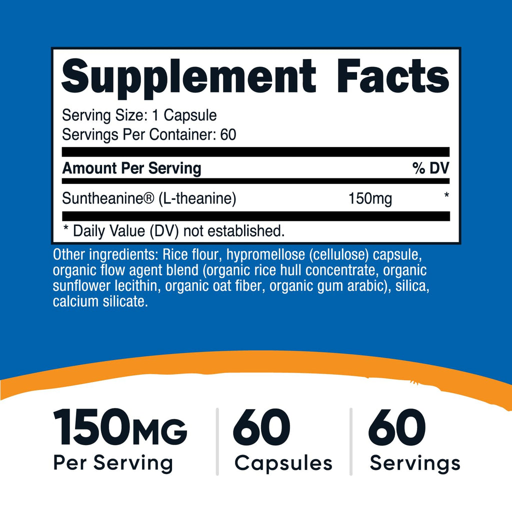 Nutricost Suntheanine (150mg) 60 Capsules - L-Theanine, Vegan, GMO-Free