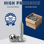 #12 x 1-1/2" (100 Pack) Stainless Steel Phillips Pan Head Wood Screws, Stainless Steel 304 (18-8), Pan Head Sheet Metal Screws Self Tapping for Wood