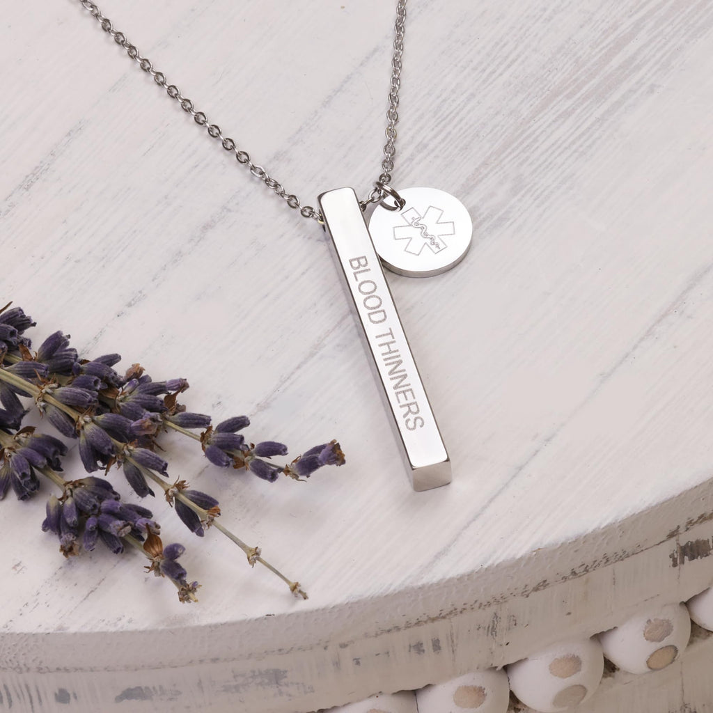 Medical Alert ID Necklace for Women, Custom Gold Medic Name Pendant Jewelry