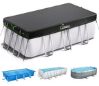 UIRWAY 7.3x15 FT Rectangular Pool Cover with Reflective Strips, Swimming Pool Cover for Above Ground Pool, Solar Cover Including Rope Tie and Luminous Ground Nails for Rectangular or Oval Pools