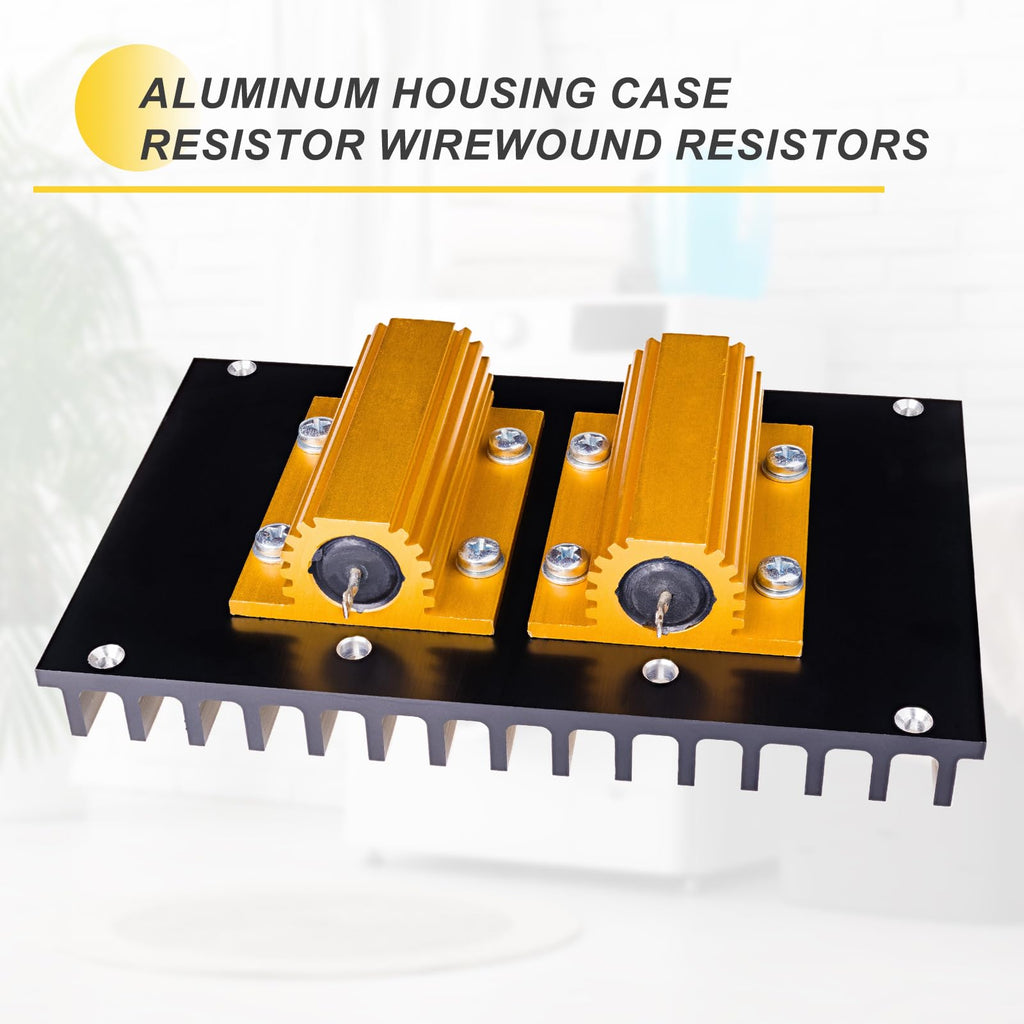uxcell 10pcs 50W 6 Ohm 5% Aluminum Housing Case Resistor, Wirewound Resistors Screw Tap Chassis Mounted, Gold