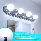 MAXvolador G25 LED Globe Light Bulbs 60W Equivalent, Cool White 6000K Bathroom Vanity Round Bulb, 500LM E26 LED for Makeup Mirror, Non-Dimmable 4 Pack