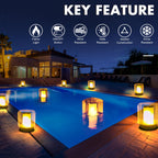 LanPool Floating Pool Lights, Solar Flame Pool Lights Waterproof, Square Pool Light, Glow in The Dark Light Up Swimming Pools Accessories,Floating Solar Light for Pools Pond Outdoor-2PCS