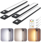 12" Under Cabinet Lighting Wireless, Remote, Motion Sensor, 4Pack, Black