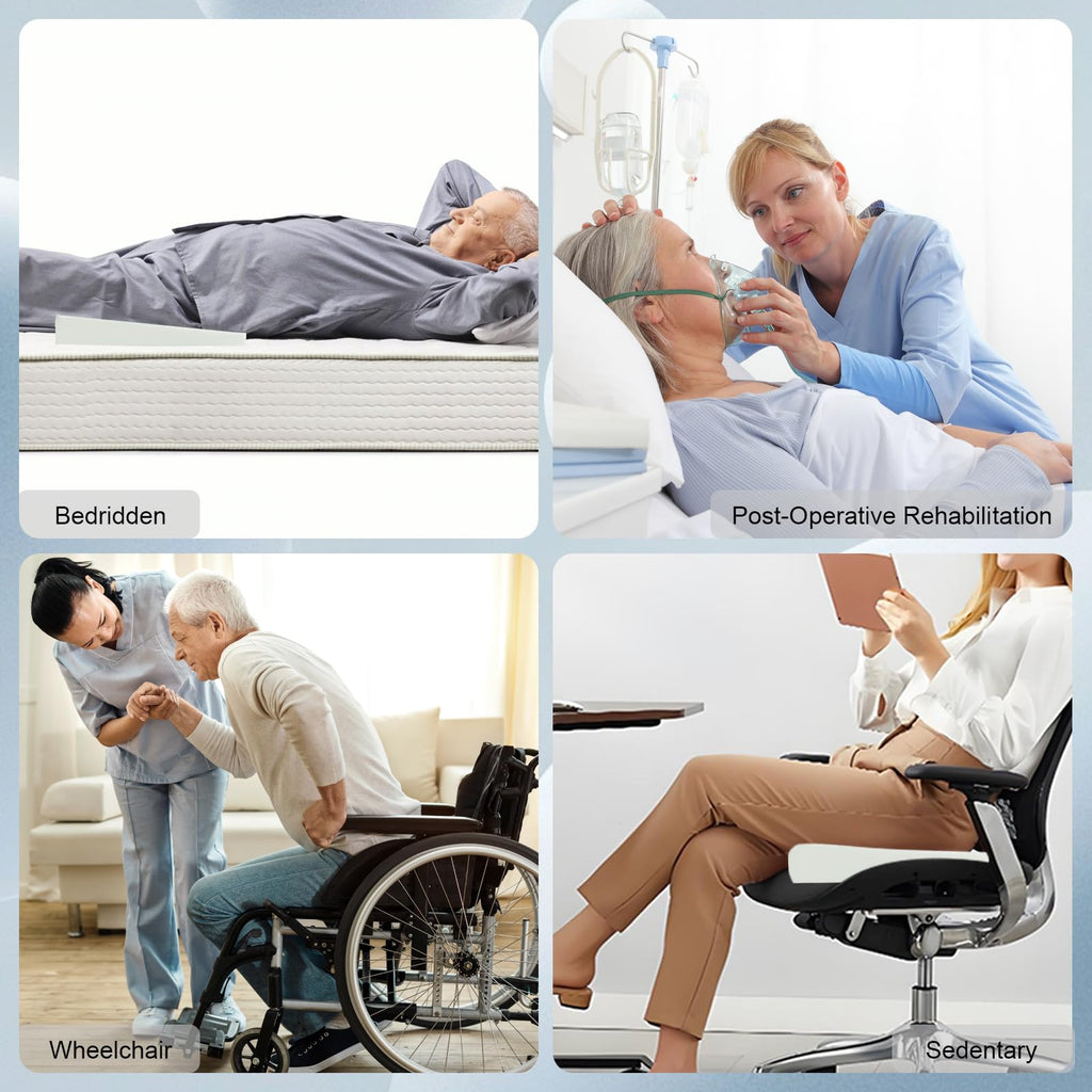 Hapeisy Bed Sore Cushions for Butt, Breathe Freely Fiber Bedsore Pressure Relief Pillow, T Shaped Opening Triangular Slope Design, Anti Decubitus Cushion for Elderly, Bedridden, Disabled (Yellow)