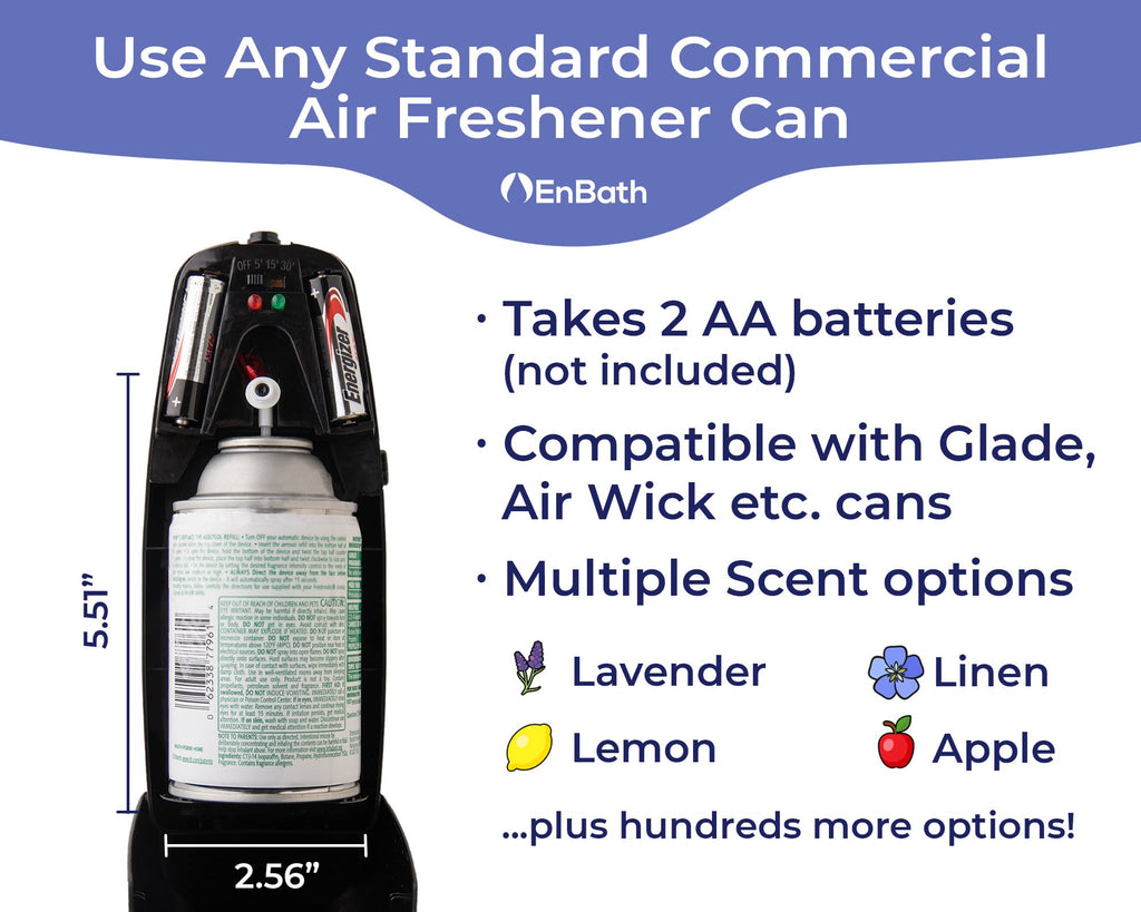 Automatic Air Freshener Spray Dispenser (2-Pack) Wall Mounted or Free Standing, Commercial and Home Use, Multiple Time Scent/Mist Release Settings for Room/Restroom Sprayer (Black)