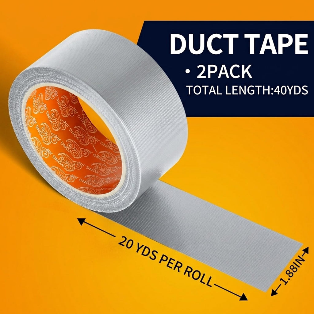 YONGJIN Silver Duct Tape Waterproof, 2 Pack, 2 Inch x 40 Yards Total