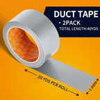 YONGJIN Silver Duct Tape Waterproof, 2 Pack, 2 Inch x 40 Yards Total