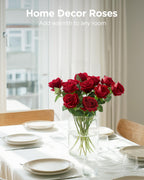 InnoGear Red Roses Artificial Flowers 50 Pcs Fake Velvet Silk Rose Floral