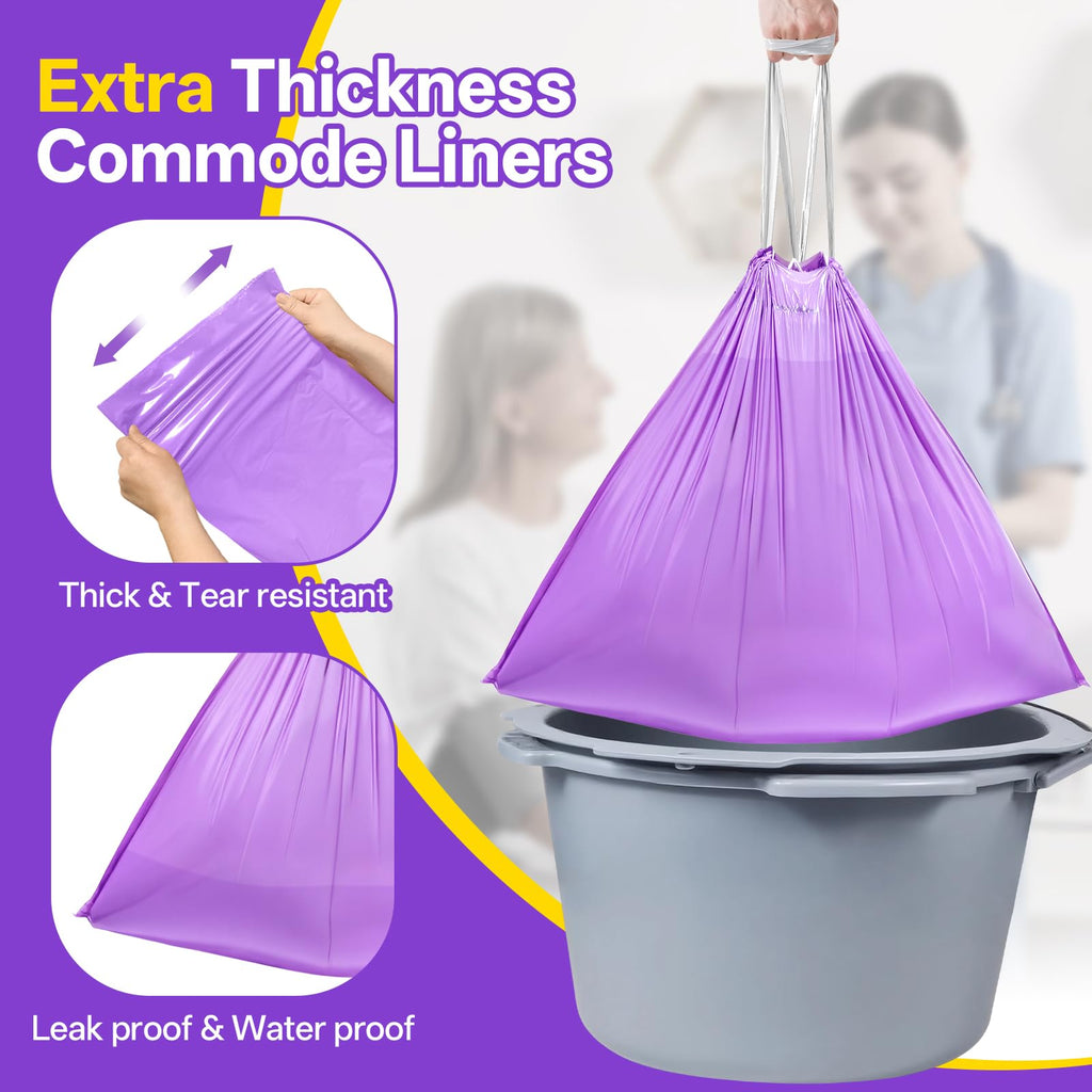 Commode Liners with Absorbent Pads,60 Commode Bags+60 Powerful Absorbent Pads,Scented Portable Toilet Bags Potty Chair Liners Fits All Bedside Potty Chair,Bedpan,Bucket,Leak-Proof &Odor-Free,No Mess
