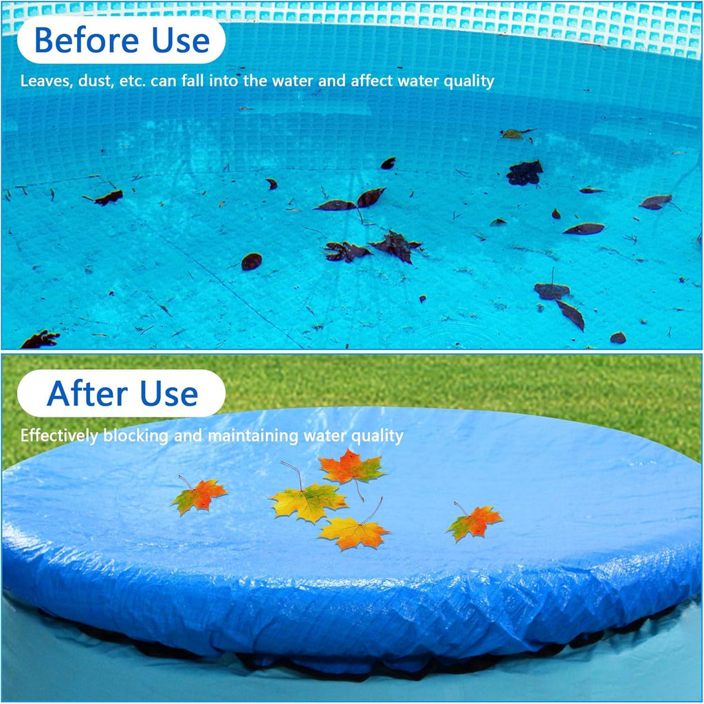 DECOHS 10 Ft Dust Pool Cover Protector-Solar Cover for Round Frame Pools-Pool Cover for Round Inflatable-Pool Cover Protector Heat Retaining Blanket