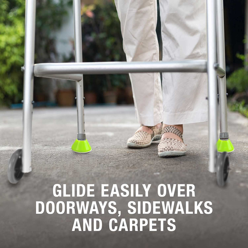 HealthSmart 4-Pack Walker Ski Glides for Folding Walkers, Durable Universal Fit for Smooth Mobility, Easy Installation and Increased Visibility Walker Feet