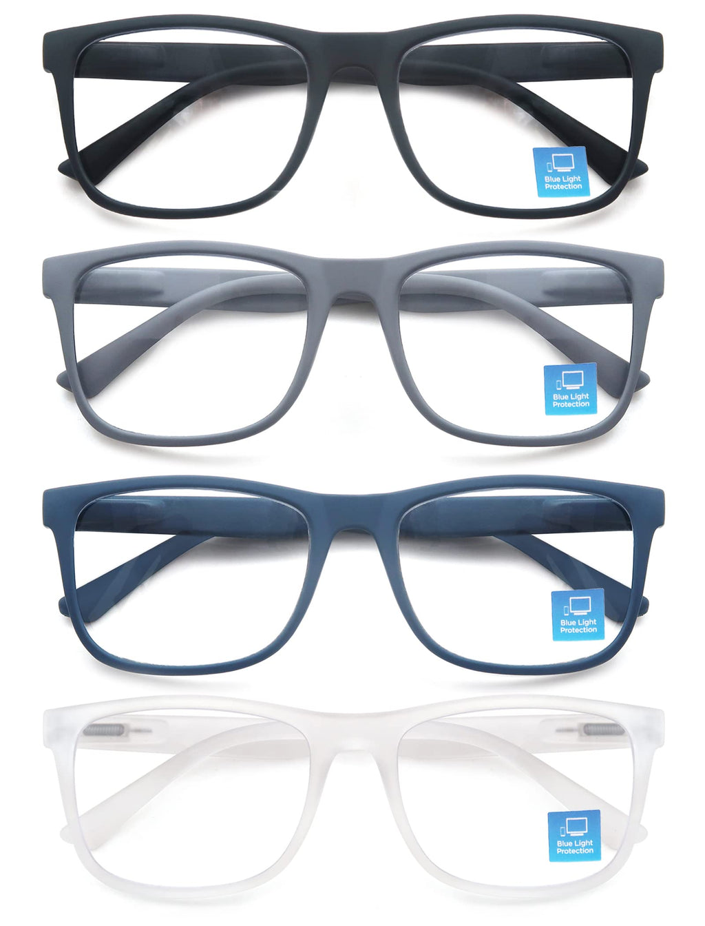 OLOMEE Reading Glasses Men Blue Light Blocking Large Oversized Wide Readers +1.50 Matte Square Cheaters W/Big Head/Large Face