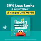 Pampers Baby Dry Ultra Cushiony Diapers, Size 1 (8-14 lbs), 120 Count, Up to 100% Leakproof (Packaging May Vary)